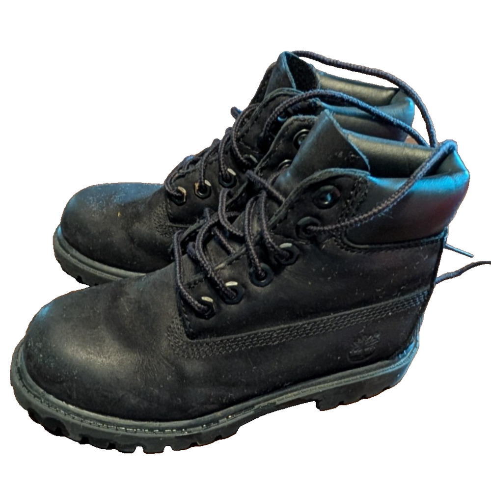 Timberland 12807 6” Black Nubuck‎ Lace Up Waterproof Boots Youth Kids US Size 11 - Picture 2 of 4